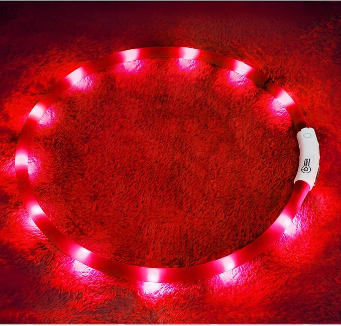 LED Dog Collar,USB Rechargeable Glowing Dog Collars, Light Up Collar Improved Pet Safety &Visibility at Night, 3 Flashing Modes,Water-Resistant LED Lighted Fits for Small Medium Large Dogs by Fashion%26cool