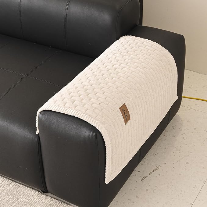 Couch Covers for Dogs Washable, Velvet Dog Couch Cover Protector, Fuzzy Plush Pet Sofa Cover for Backrest Armrest, Sofa Covers for Pets(1,Beige White,27.6"x27.6",Single Seater) - Image 2