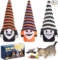 Retro Shaw Cat Toys for Indoor Cats Kittens, Crinkle Catnip Gnome, 3 Pack | Halloween Goth Plush Toys, Soft and Durable, Safe Teeth Cleaning, Interactive Fun, 6.7 Inches by RetroShaw