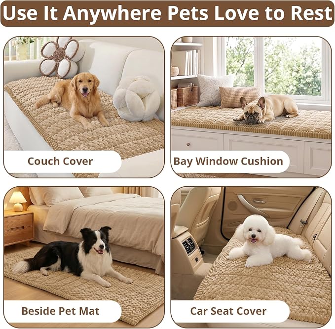 OstepDecor Couch Cover for Dogs, Washable Non Slip Sofa Cover for Pets | Soft Couch Covers for Sofa, Loveseat and Sectional, Furniture Protector Against Pet Hair & Dirt (20" x 24", Khaki) - Image 2