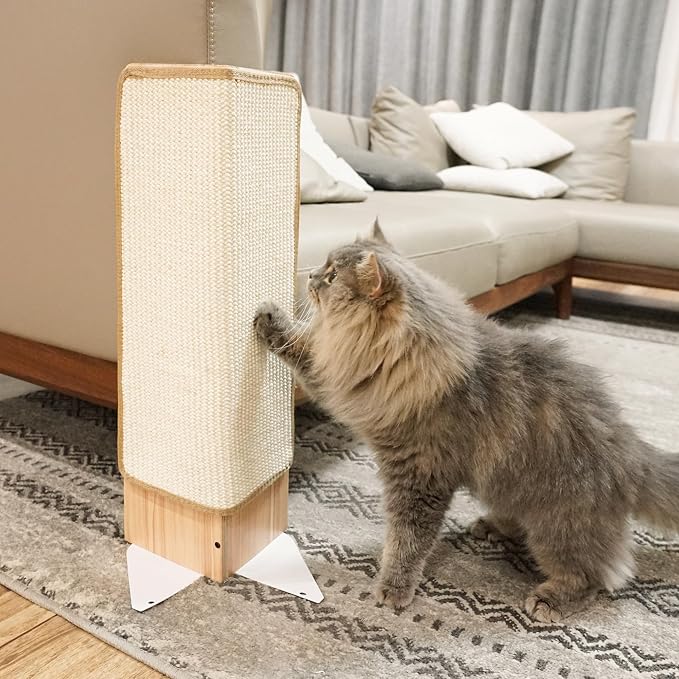 PETKARAY Couch Corner Cat Scratcher, 22" Corner Scratching Post Wall Scratcher, Sisal Furniture Protector for Sofa with Reversible Base, Small - Image 7