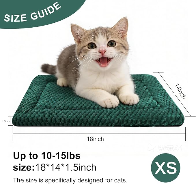 Dog Bed Mat – Soft & Comfortable Dog Kennel Pad for Crate – Durable Crate Bed & Mat for Dogs & Cats (Dark Green, XS(18"*14"*1.5")) - Image 5
