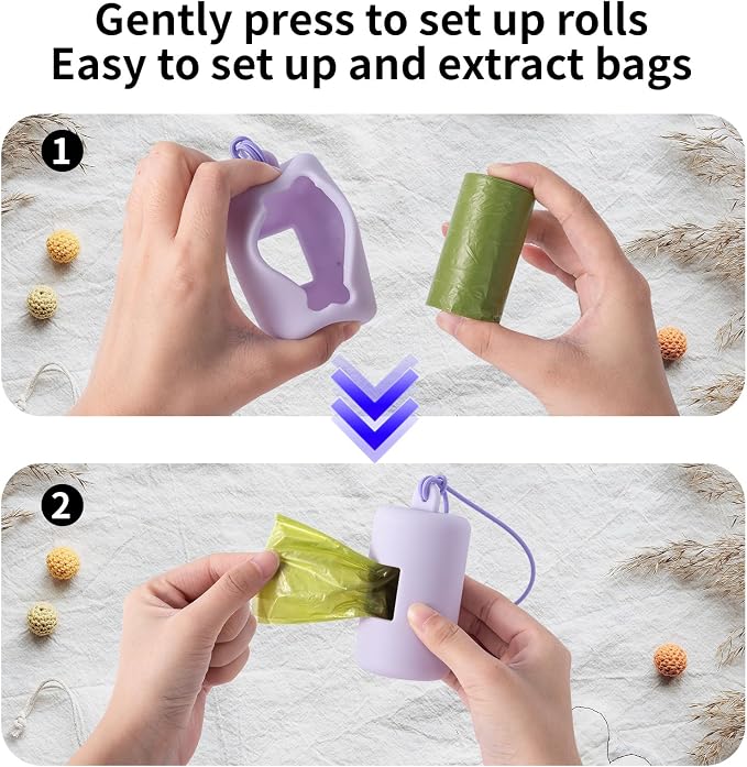 3Pack Dog Poop Bag Holder for Leash,Integrated Molding Soft Plastic Pet Waste Bag Dispenser with Elastic Loop Protable Doggie Poop Bag Dispensers - Image 5