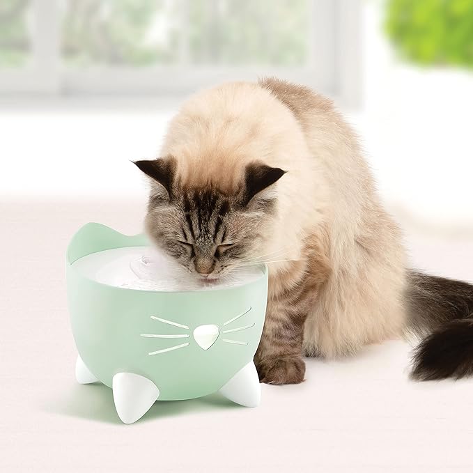 Catit PIXI Drinking Fountain, Green | Cat Water Fountain with Triple Filter and Ergonomic Drinking Options - Image 3