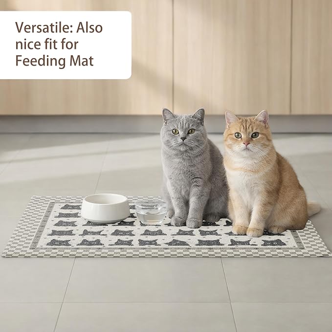 Cat Litter Mat 33" x 22" for Litter Box, Non-Slip Washable Floor Mat with Litter Trapping Design, Scatter Control for Cats and Kittens, Black Beige - Image 6