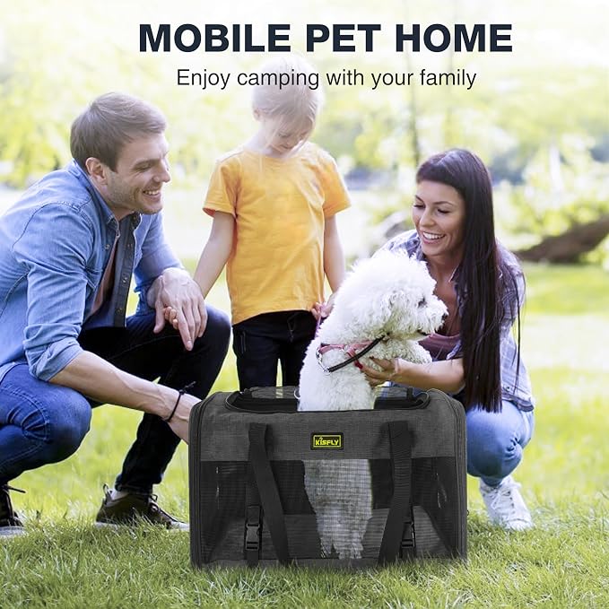 Cat Carrier 20"x13"x13", Foldable Soft-Sided Travel Pet Bag | Designed for cats and small pets with sturdy frame support, breathable mesh and seat belt compatibility for safe car travel. - Image 7