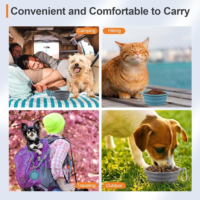Kytely Collapsible Dog Bowls for Travel, 2Pack Dog Portable Water Bowl, Foldable Pet Food Bowl with Clasp, Pet Cat Feeding Cup Dish for Traveling, Walking, Hiking - Image 2