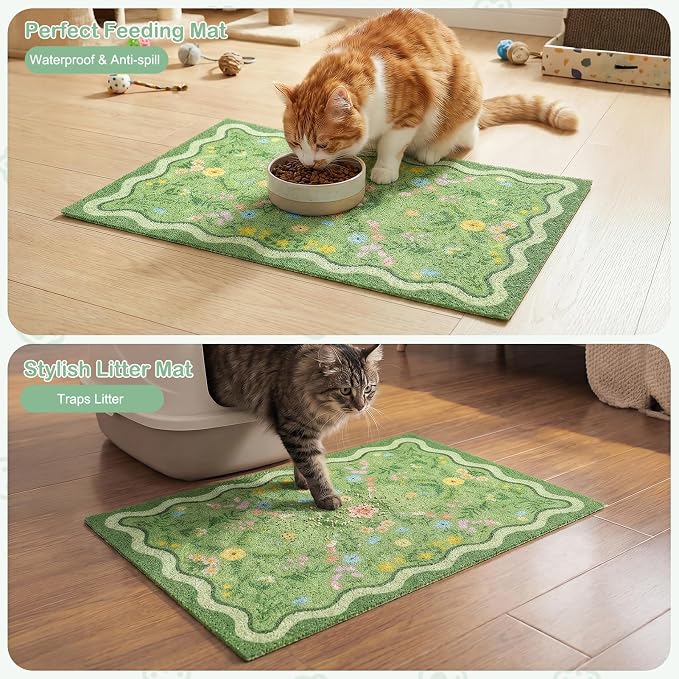 Glittme Cat Litter Mat, 33"x22" Non-Slip Washable Trapping Mat for Cats | Litter Trapping Mat With Thick PVC Coil To Catch Scatter, Soft On Paws And Waterproof Bottom To Protect Floors - Image 7
