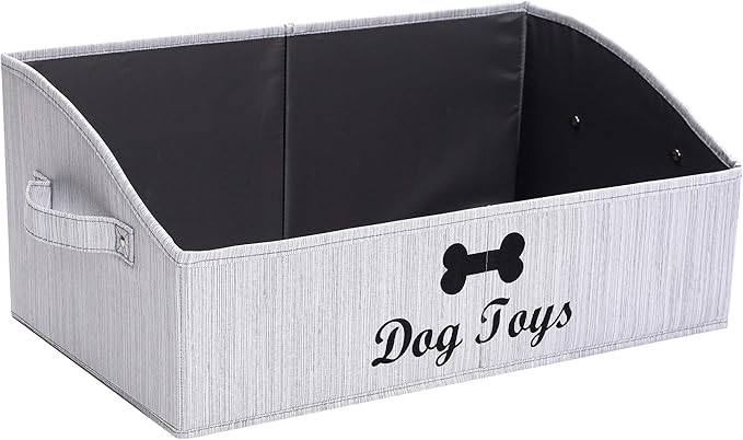 Morezi Dog Toy Basket - Organize Pet Toys, Blankets, Leashes, Chews in Living Room, Playroom, Closet, Shelf - Grey by Morezi