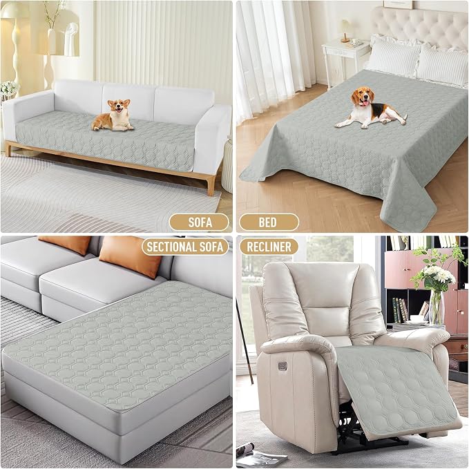 ZNSAYOTX Ultimate Cozy Blankets (30"x70") 100% Waterproof Sofa Mat Blanket for Dog Pets, Bed Couch Protector with Non-Slip Back Washable Durable, Pee Scratch Proof Easy to Clean (Light Grey) - Image 7