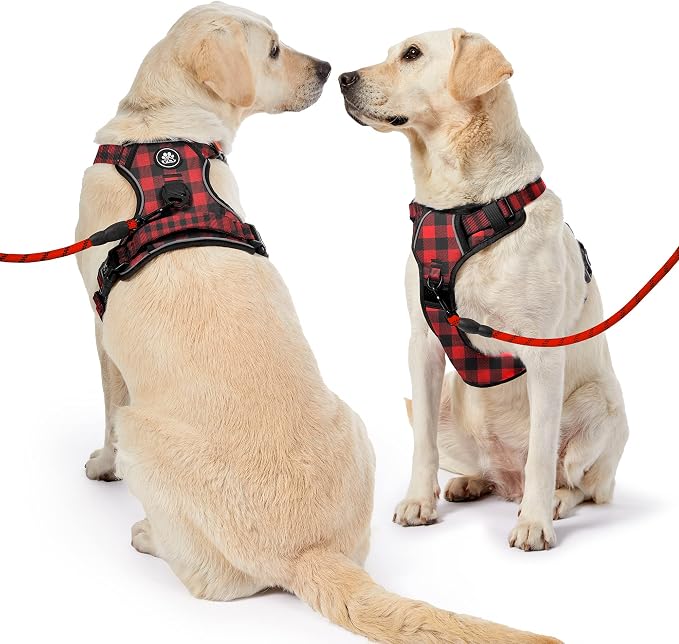 NESTROAD No Pull Dog Harness with Leash, Reflective No Choke Pet Vest Harness,Adjustable Soft Padded Dog Harness with Easy Control Handle for Large Dogs(Checkered Red,Large) - Image 7