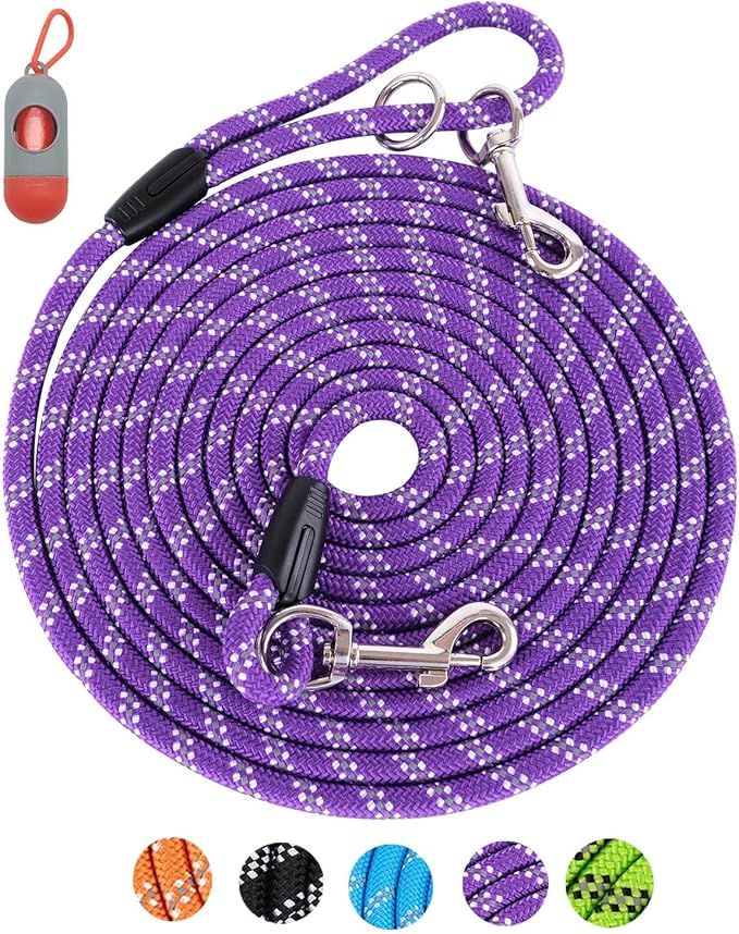 Heavy Duty Dog Leash, 16FT/30FT/50FT/100FT, Reflective Rope, Ideal for Large, Medium, Small Dogs; Walking, Playing, Camping, Yard by Lanwandeng