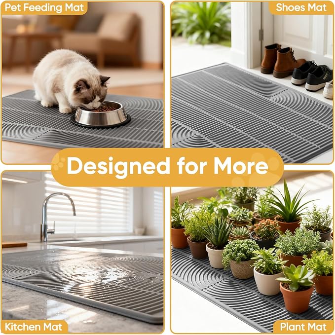 TRZZ XXL Cat Litter Mat, Large Silicone Waterproof Mat, Khaki | Non-Slip, Easy to Clean, Cat Litter Trapping Mat, Kitty Litter Catcher, Scatter Control, for Floor - Image 7