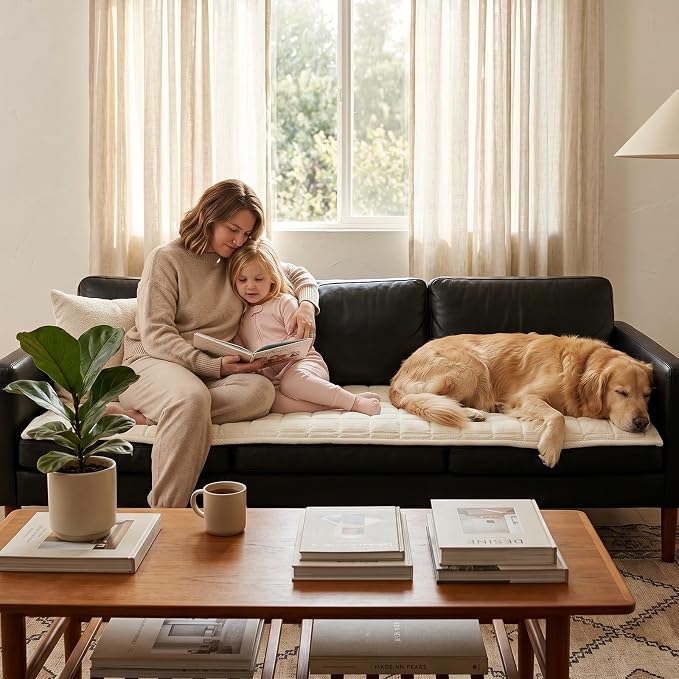 Fixwal Waterproof Corduroy Dog Couch Cover, 27.6" x 70.9", Off White | Integrated TPU Barrier, Non-Slip Backing, Machine Washable, Pet Friendly, Easy Clean Pet Hair, Soft Sofa Cushion Protector - Image 8