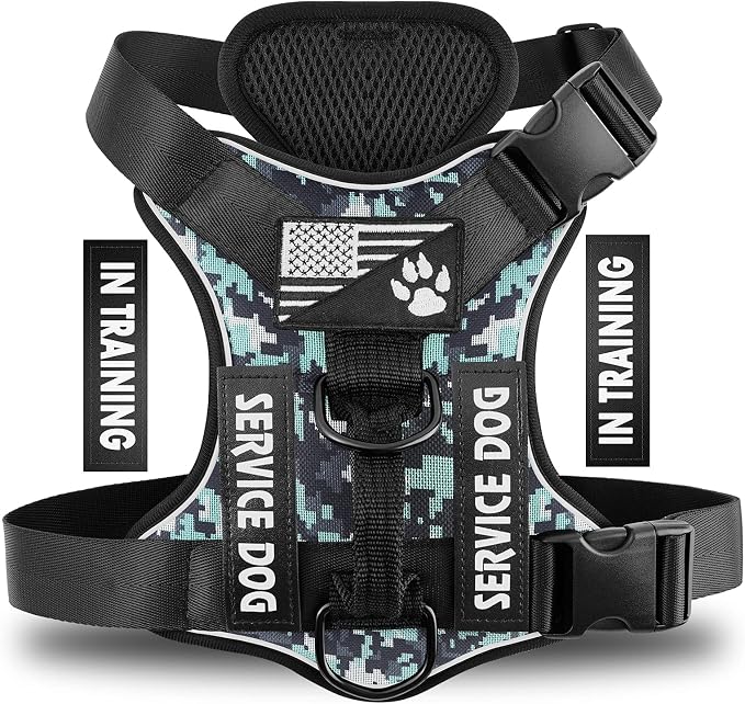 Service Dog Harness, Reflective Dog Vest Harness with 5 PCS Patches, Adjustable Soft Oxford Pet Harness, Inner Layer Mesh, Easy to Control for Dogs by DemigreatLLC