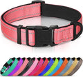 Joytale Reflective Dog Collar, Adjustable Neoprene Padded, Neon Pink L | Breathable Nylon for Large Dogs, No Chafing on Walks and Outdoor Hikes, Tear-Resistant Webbing, Metal D-Ring, Night Safety by Joytale