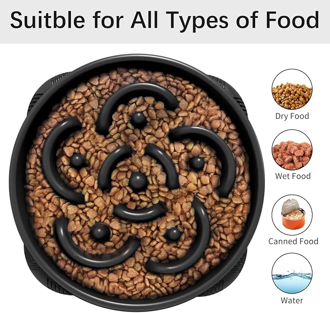 MateeyLife 1-Pack Slow Feeder Dog Bowls, 4 Cups, Dog Puzzle Feeder Bowl | Food-contact safe, dishwasher safe, non-slip base, maze design, for fast eaters, for dogs and cats, daily mealtimes - Image 6