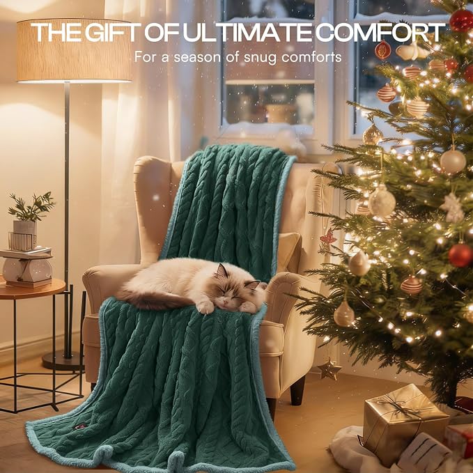 Luciphia Waterproof Dog Blanket, Reversible Sherpa Fleece for Couch Cover | Reversible waterproof pet blanket with soft Sherpa fleece; machine washable, protect couch bed car, Green-thicken 57" x 40" - Image 7