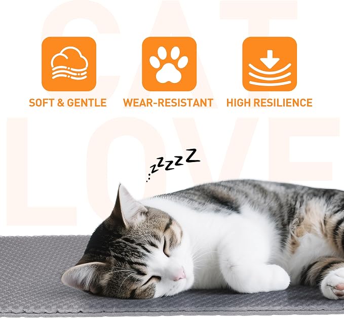 Cat Litter Mat 47"x33" Urine-Proof XL Litter Mat for Litter Box Mat | Large Double Layer Honeycomb Cat Mat, Soft kitty Cat Litter Trapping Mat, Easy Clean Rinse with Water Litter Trapping Grey - Image 9