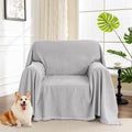 MYSKY HOME Oversized Armchair Cover for 1 Cushion, Washable Sofa Protector, Chenille Couch Covers with Tassel, Sofa Throw, Pet & Kid Friendly, 71"X91", Light Grey by MYSKYHOME