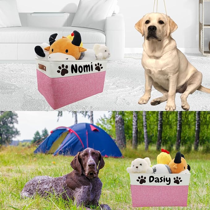 Large Personalized Dog Toy Basket Custom Dog Toy Box Foldable Dog Gift with Pet's Name for Dog Chew Toys, Clothing,Stuff - Image 6