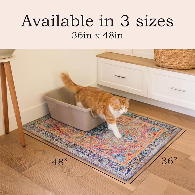 Lovewag Cat Litter Mat, Litter Box Mat, Taupe Checkers, 36x48, 2 Pack | Washable litter mat cover, kitty litter mat & cat mat for litter box, litter trapping mat, prevents tracking, multi-cat - Image 2