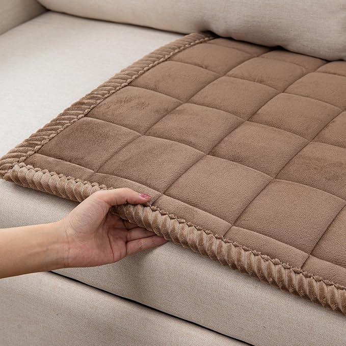 Couch Cover for Dogs Washable Pet Bed Fuzzy Pet Couch Covers Nonslip Couch Slipcover for Dogs, Kids, Pets Friendly Sofa Cover Loveseat Covers (Brown, 21''x21''/Square) - Image 4