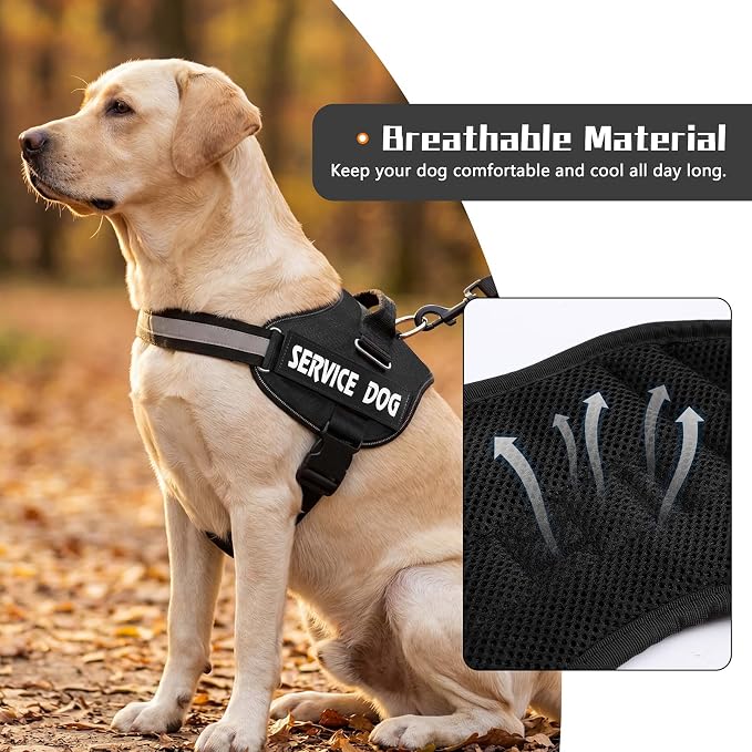 MUMUPET Service Dog Vest, No Pull & Reflective Dog Harness, Black, S | Easy Control Handle, Soft & Breathable Padding, Adjustable Fit for Small to Large Dogs, 2 Removable Patches - Image 3