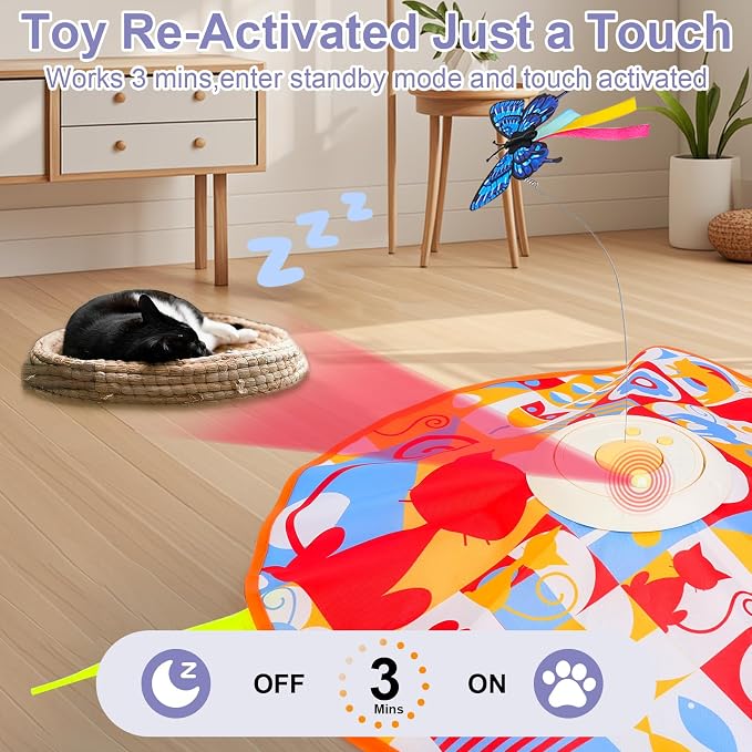 Interactive Cat Toys for Indoor Cats, Kitten Toys for Indoor Kittens,Yellow | Automatic Electronic Cat Toys for Bored Adult Cats, Stimulating Moving Cat Enrichment Toy, Hide and Seek Cat Games Toy - Image 6