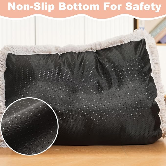 Bedfolks Waterproof Dog Crate Bed, Plush Dog Pad, 29"x21", Solid Light Grey | Faux Fur Plush Cover, Zippered Removable Washable Outer, Waterproof Inner Lining, Non-Slip Base, Crate Pad and Dog Pillow - Image 6