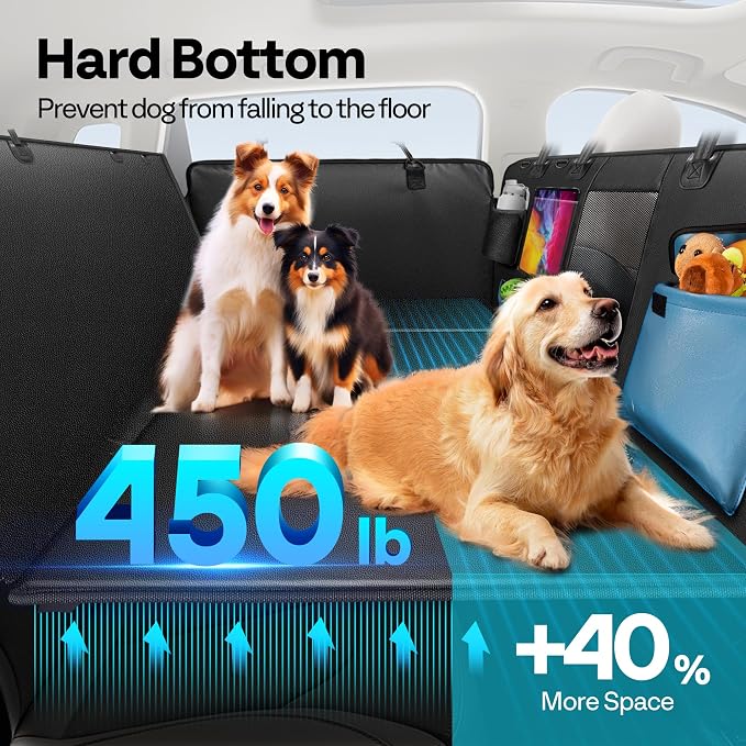 Dog Car Seat Cover for Back Seat 59" with Hard Bottom | Upgraded PU Leather Back Seat Extender Holds 400LBS, Waterproof Anti-Scratch Dog Backseat Cover for Cars, SUV & Small Truck - Image 3