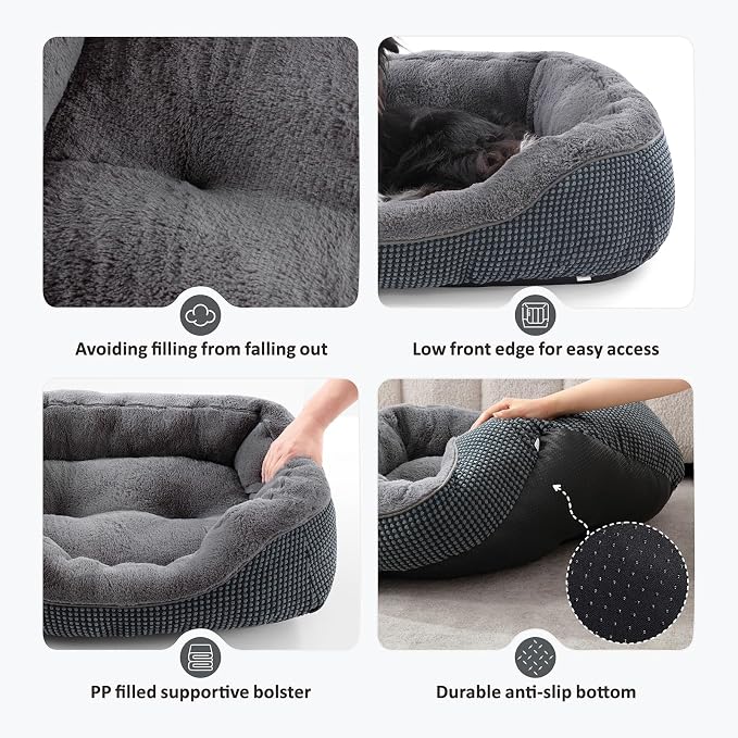 Small Dog Bed for Small Dogs, Cat Beds for Indoor Cats Washable, Orthopedic Dog Bed, Warming Soft Calming Sleeping Puppy Bed Durable Pet Bed with Anti-Slip Bottom S(20"x19"x6") - Image 3