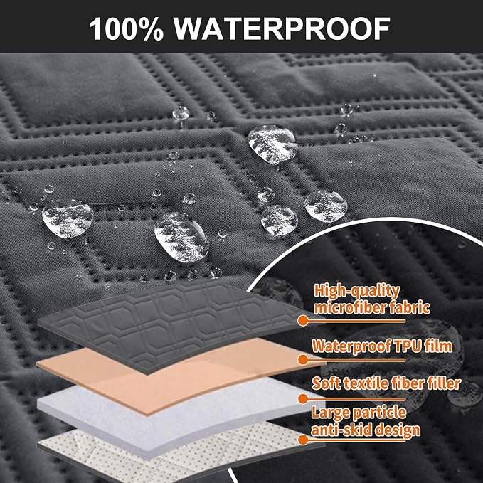 Genina Waterproof Couch Cover for Reclining Couch 3 Seat Recliner Sofa Covers, Non-Slip Recliner Couch Cover Furniture Protector with Elastic Straps for Pets, Dogs (Dark Gray, Recliner Sofa) - Image 6