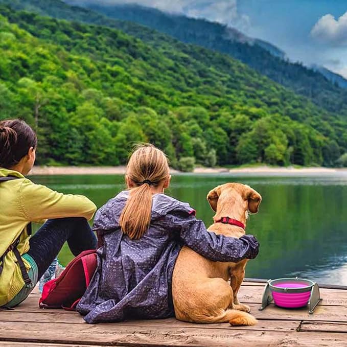 Loving Pets Bella Roma Collapsible Dog Bowls - Silicone Dog Bowls, Foldable Bowl, Puppy Essentials & Hiking Pet Supplies Great for Home & Travel (Pink, Medium) - Image 6