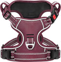 Timos Dog Harness, No Pull Large Sized with 3 Buckles, Burgundy, XL | Reflective, No Choke, Easy On & Off, Adjustable Soft Padded, Front & Back 2 Clips and Control Handle for Walking Training by Timos
