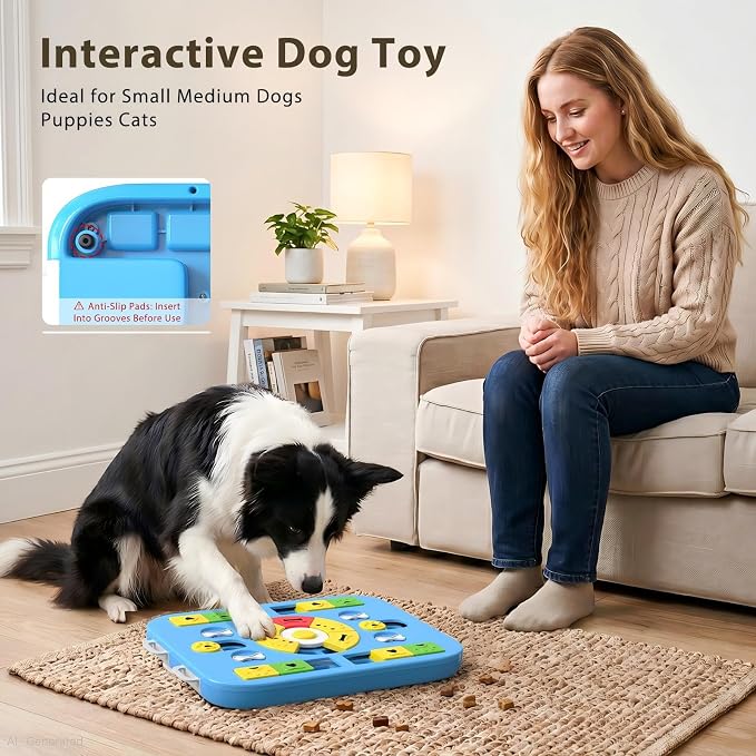 Dog Puzzle Toy, Treat Dispensing Dog Enrichment Toys, Blue | Interactive IQ Brain Stimulation, Slow Feeder Treat Dispenser, Non-Slip Durable, For Small Medium Large Dogs Cats Puppies - Image 6