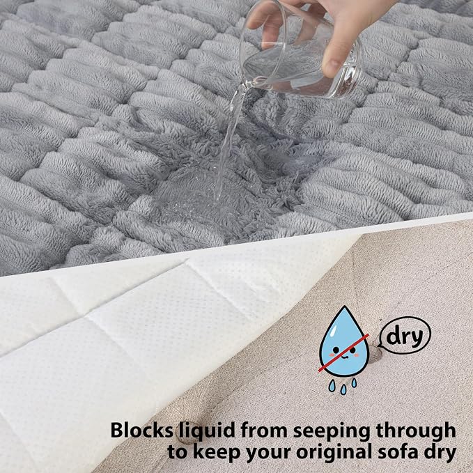 Fixwal Waterproof Flannel Dog Couch Cover, 27.6" x 59", Light Gray | Integrated TPU Barrier, Non-Slip Backing, Machine Washable, Pet Friendly, Easy Clean Pet Hair, Soft Sofa Cushion Protector - Image 2