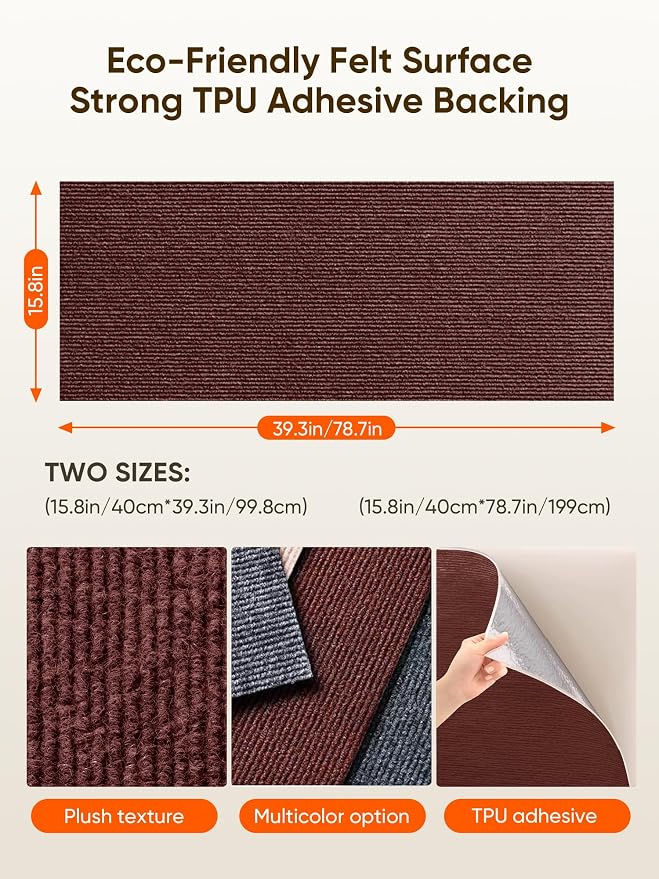 39.4"x15.8" Cat Scratch Mat Furniture Protector, Eco-Friendly DIY Trimmable Self-Adhesive Cat Scratching Pad, Couch Wall Sofa Guard, Reusable Claw Scratching Protector (Brown) - Image 4