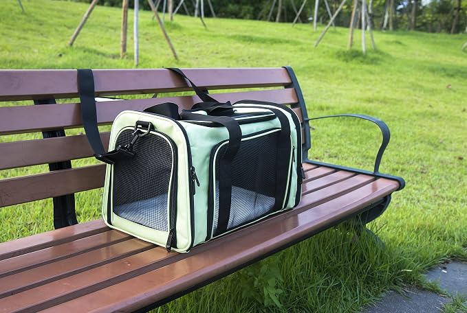 Soft Sided Carrier for Small Medium Cats Dogs,Removable Pad Collapsible Travel Pet Carrier Large Green - Image 8