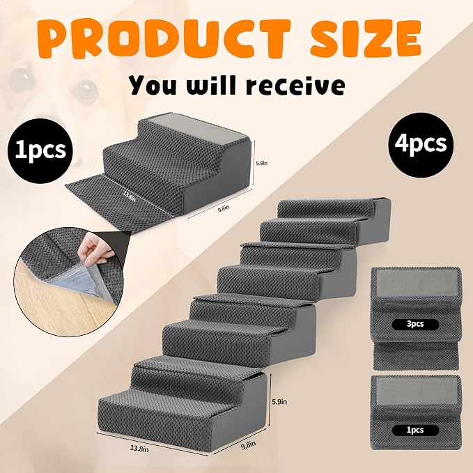 ROYALAY 4 Pack Dog Ramp for Stairs, Interlocking Dog Stairs for Small Dogs | Pet Ramps, Stair Wedges for Dogs, Senior Dog Stair Helper, Elderly Dog Stair Assist, Elderly Pet Stair Assist - Image 2