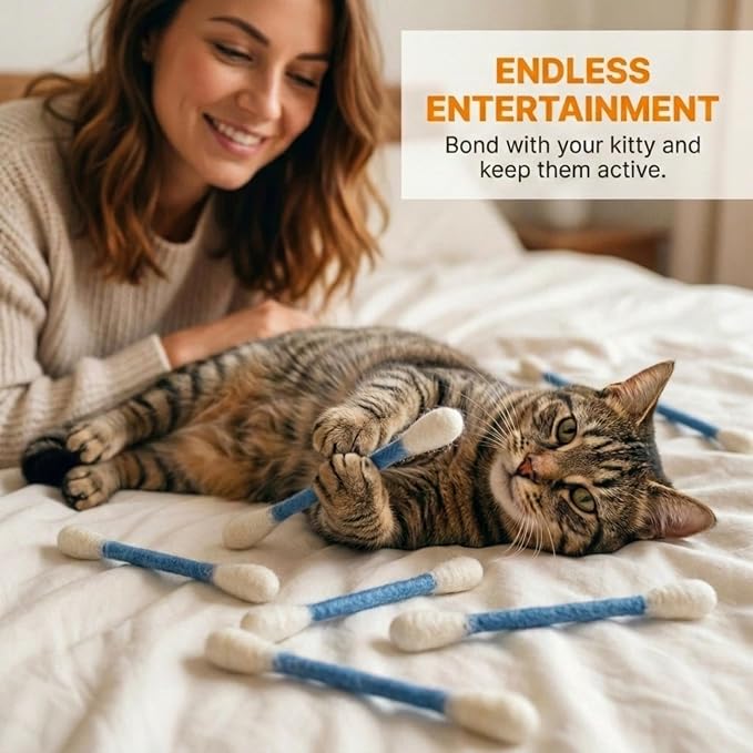 Glaciart One Swabs Cat Toys with Catnip - 6 Pk | Durable for Chew, Cute Cat Toys Interactive Kitty for Boredom, Exercise, & Play | Filled w/Organic Catnip for Anxiety & as Digestive Aid | Gift Idea - Image 5