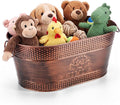 Zonon Metal Dog Toy Storage Bin with Handles 21 Quart Vintage Decorative Basket for Dog Ropes Food Living Room Decor, Galvanized Steel Pet Toy Organizer, 18x11.5x7.5 Inch(Chewing Stick) by Zonon