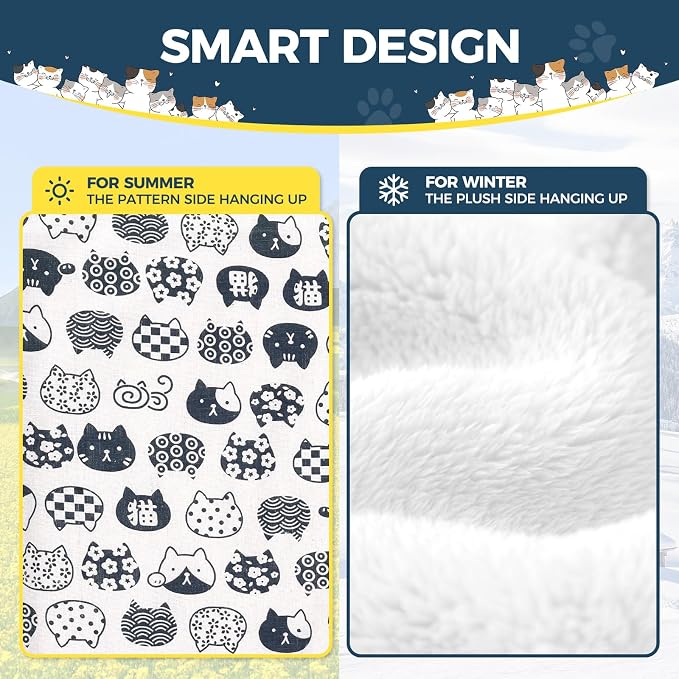 Admaison Cat Hammock for Cage Hanging Reversible 2Pack,Pet Hammock Bed Adjustable,Soft Sleeping Hammock for Cats,Ferret,Puppy,Rabbits,Small Animals (M, CAT) - Image 3