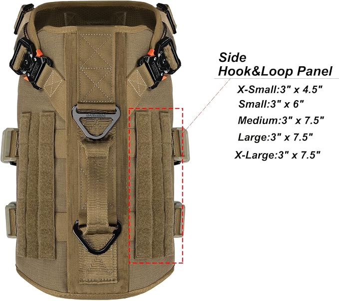 ICEFANG No Pull Tactical Dog Harness for X-Large Dogs,Adjustable Dog Vest | Control Handle,MOLLE Panel,Front Hook,3 Leash Clips,Soft Padded,for walking training,Brown,X-Large - Image 4