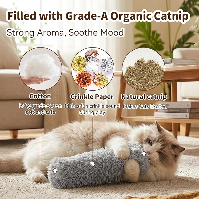 Cat Toys 3 Pack Catnip Pillows, Soft and Durable Crinkle Sound, Solid | With Catnip Inside, Interactive Cat Toy For Indoor Cats, Promotes Kitty Exercise - Image 3