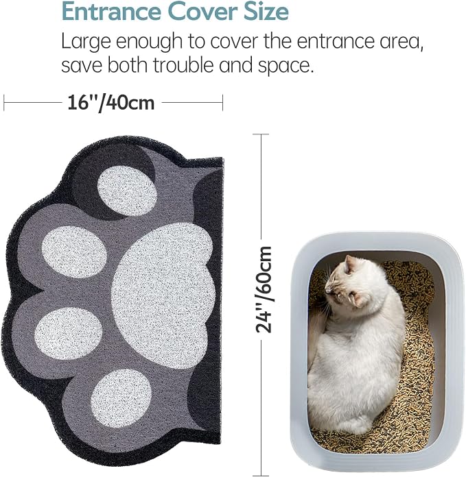 Cute Cat Litter Mat 24”x16”, Litter Box Mat, Litter Trapping Mat, Soft on Kitty Paws, Easy Clean, Anti Slip, Pet Accessories, Door Floor mats - Grey White60*40 - Image 3