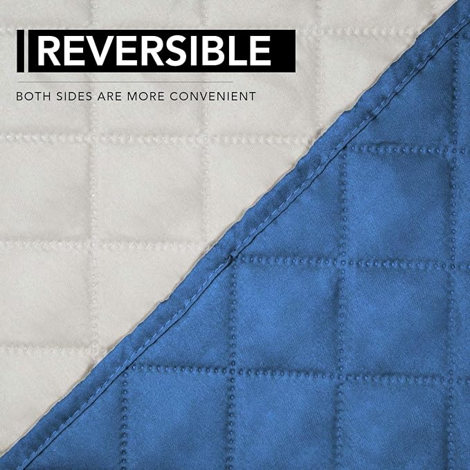 Easy-Going Reversible Couch Cover, Oversized Recliner, Blue/Ivory | Machine Washable Slipcover For Dogs, Water Resistant Furniture Mat For Living Room, Non-Slip Sofa Cover, Pet Friendly - Image 5