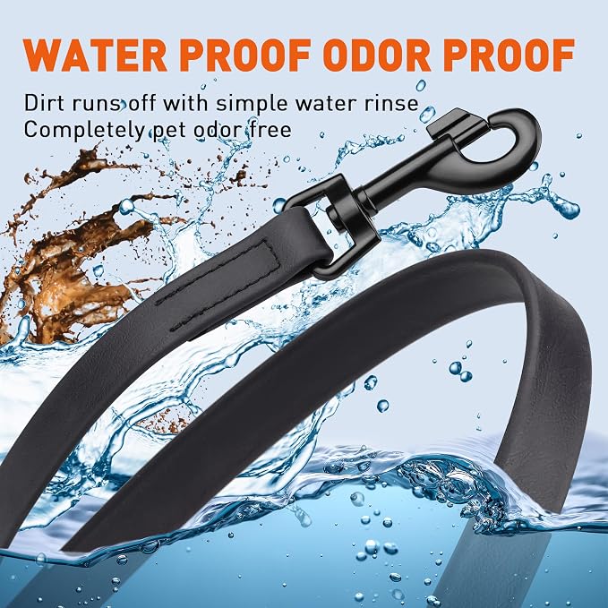 Dogline Biothane Waterproof Dog Leash Strong Coated Nylon Webbing with Black Hardware Odor-Proof Easy to Clean High Performance for Small or Large Dogs Made in USA 4 or 6 ft Lead, Black - Image 6