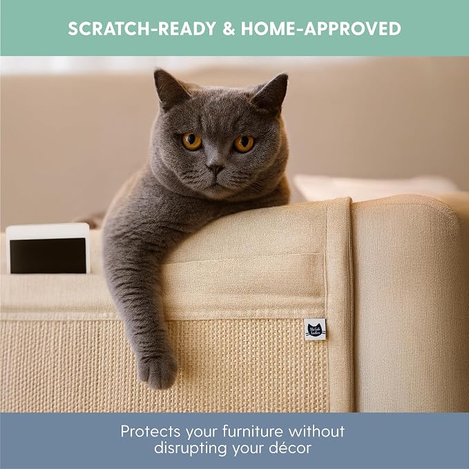 The Cat Ladies Cat Scratch Furniture Protector Mat - Couch Protector from Claws - Anti Scratch Furniture Protectors from Cats Scratching - Sisal Scratcher Pad with Pocket - Beige - Image 7
