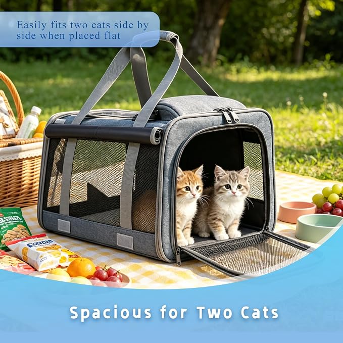 Pet Carrier for Medium-Small Cats, Collapsible Cat Carrier and Soft-Sided Pet Carrier for Cats and Small Dog Up to 17lbs, Stress-Free Travel with Privacy Cover, Travel Bag L18.9”X11.42”X11.42” - Image 3